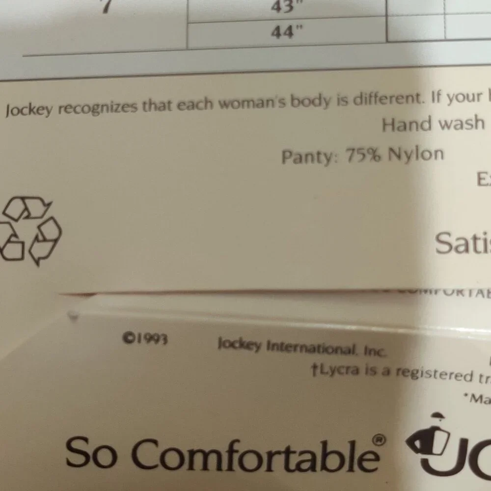 Jockey For Her M-T Ultra Sheer Control Top Pantyhose Antique White Vintage 90s